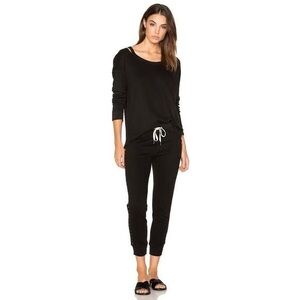 n:Philanthropy Niki Distressed Jogger Sweatpants & Petra Zip Sweatshirt Black XS